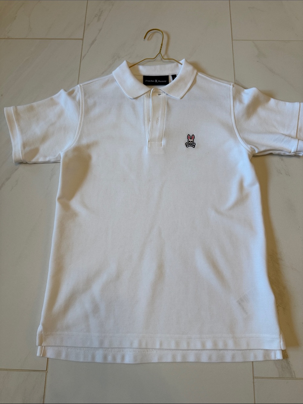 Psycho Bunny White Kids Polo with Embroidered Bunny